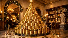 L’albero di Natale fatto di monete d’oro: la storia dei 63 kg che hanno stupito Monaco